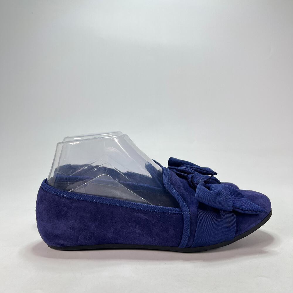 Aerosoles Blue Soft Suede Bow Ballet Flats loafers Women's Size 6.5